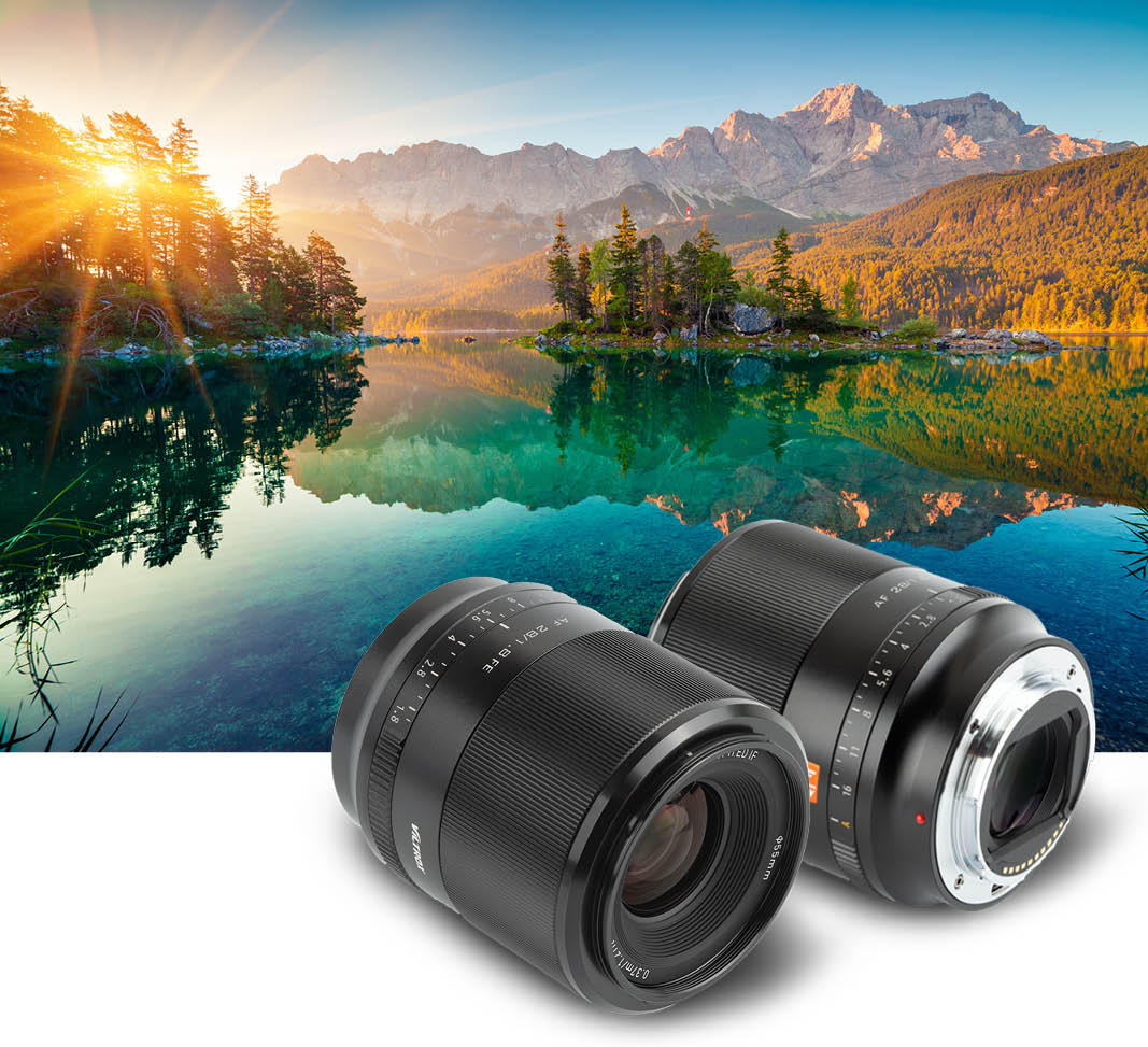 Anwendungsbeispiel für das Viltrox 28 mm Objektiv für Sony-Kameras: Landschaftsaufnahme mit See und Sonne