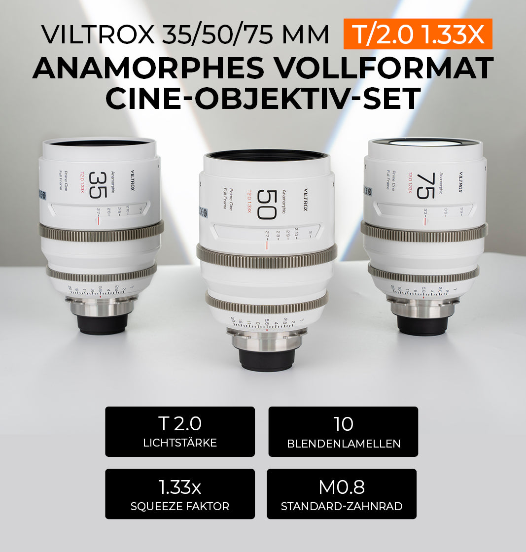 Viltrox Anamorphes Cine-Objektiv-Set für Vollformat Videokameras