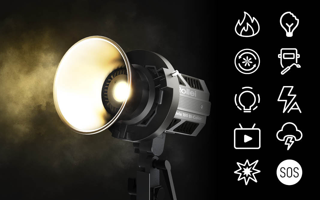 Versatile lighting effects: 10 preprogrammed settings available