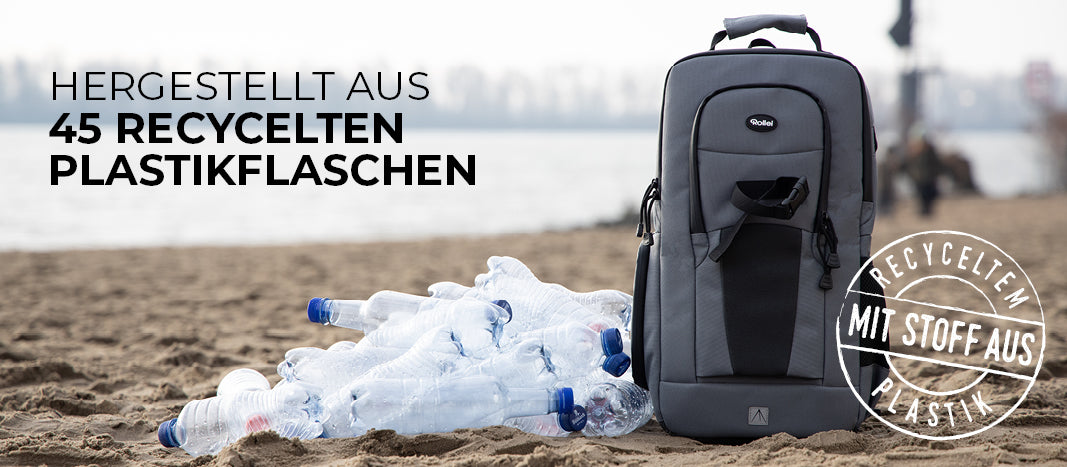 Der Fotoliner Ocean Slingbag wurde aus 45 recycelten Plastikflaschen hergestellt