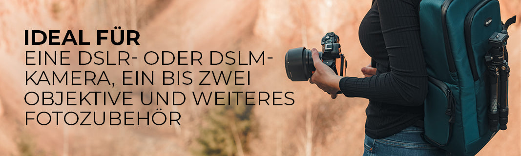 Ideal für eine DSLR- oder DSLM-Kamera, ein bis zwei Objektive und weiteres Fotozubehör