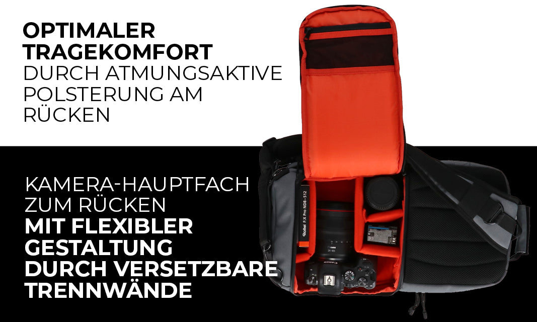 Optimaler Tragekomfort des Fotoliner Ocean Slingbag durch atmungsaktive Polsterung