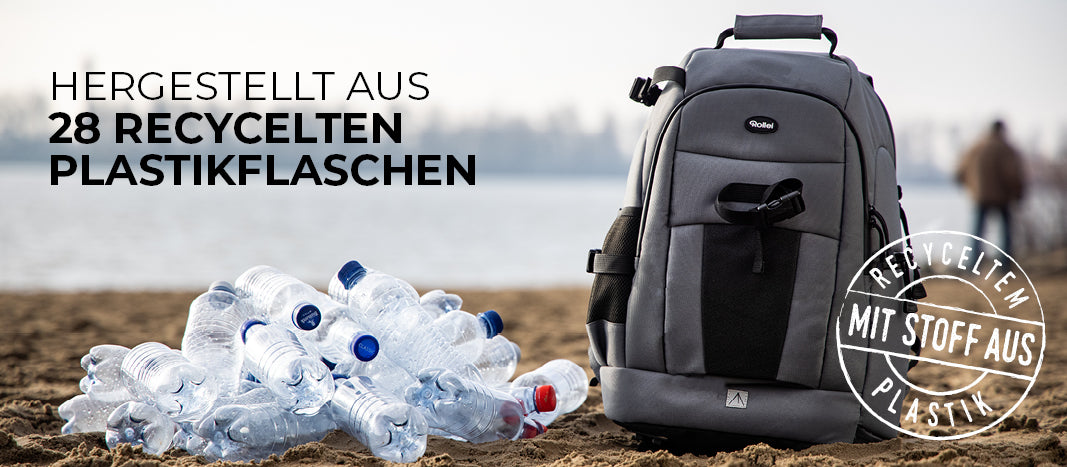 Der Fotoliner Ocean M Kamerarucksack wurde aus 28 recycelten Plastikflaschen hergestellt