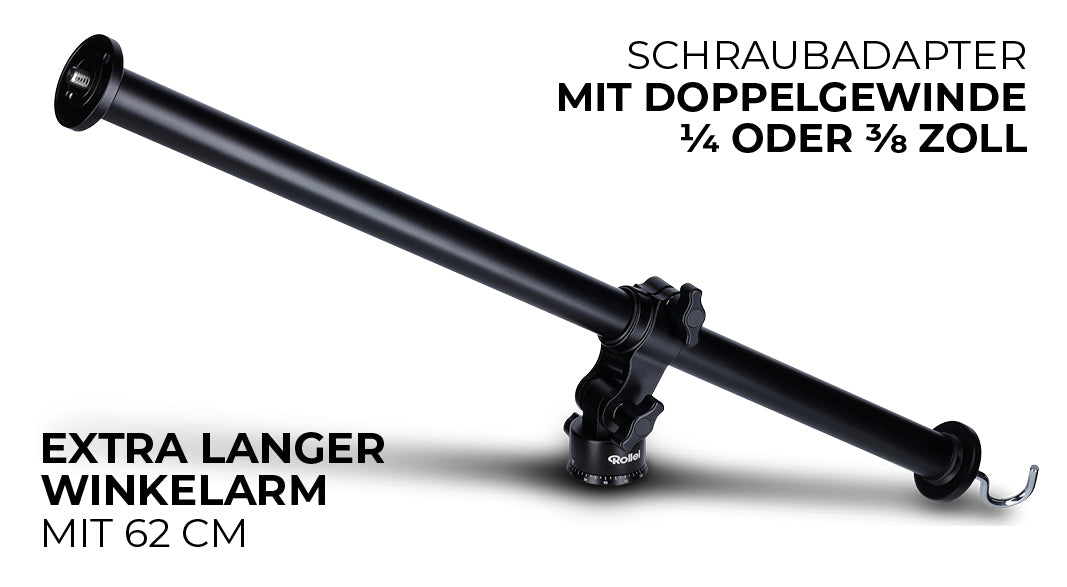 Extra langer Winkel-Arm für Stative mit  Doppelgewinde