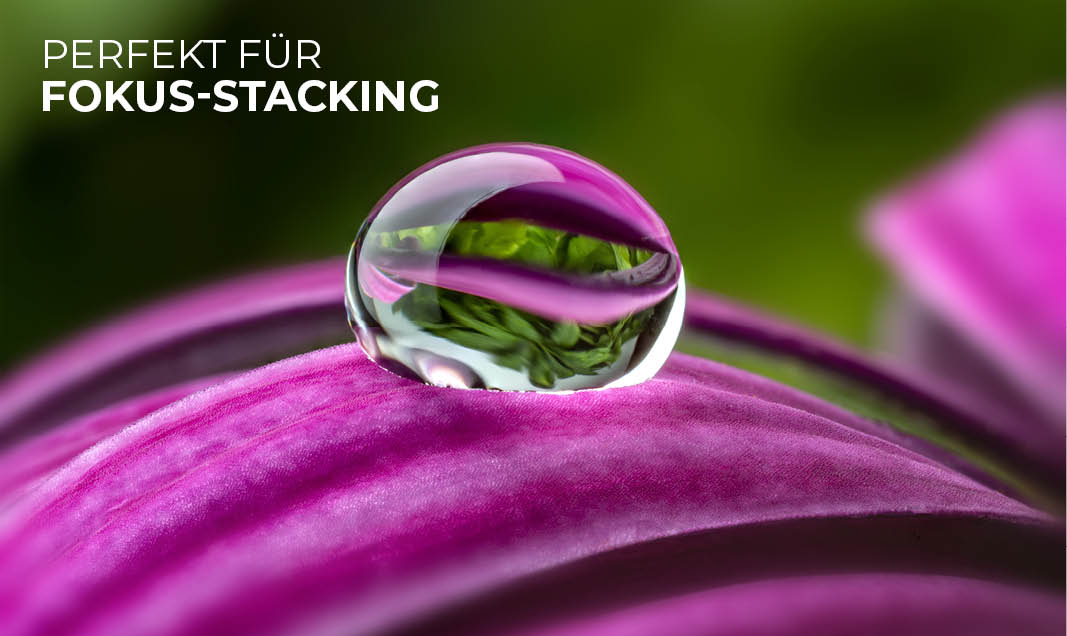 Perfekt für Focus Stacking geeignet