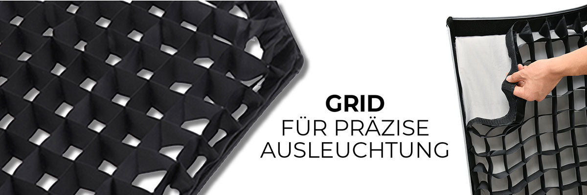 Softbox inklusive Grid für eine präzise Ausleuchtung