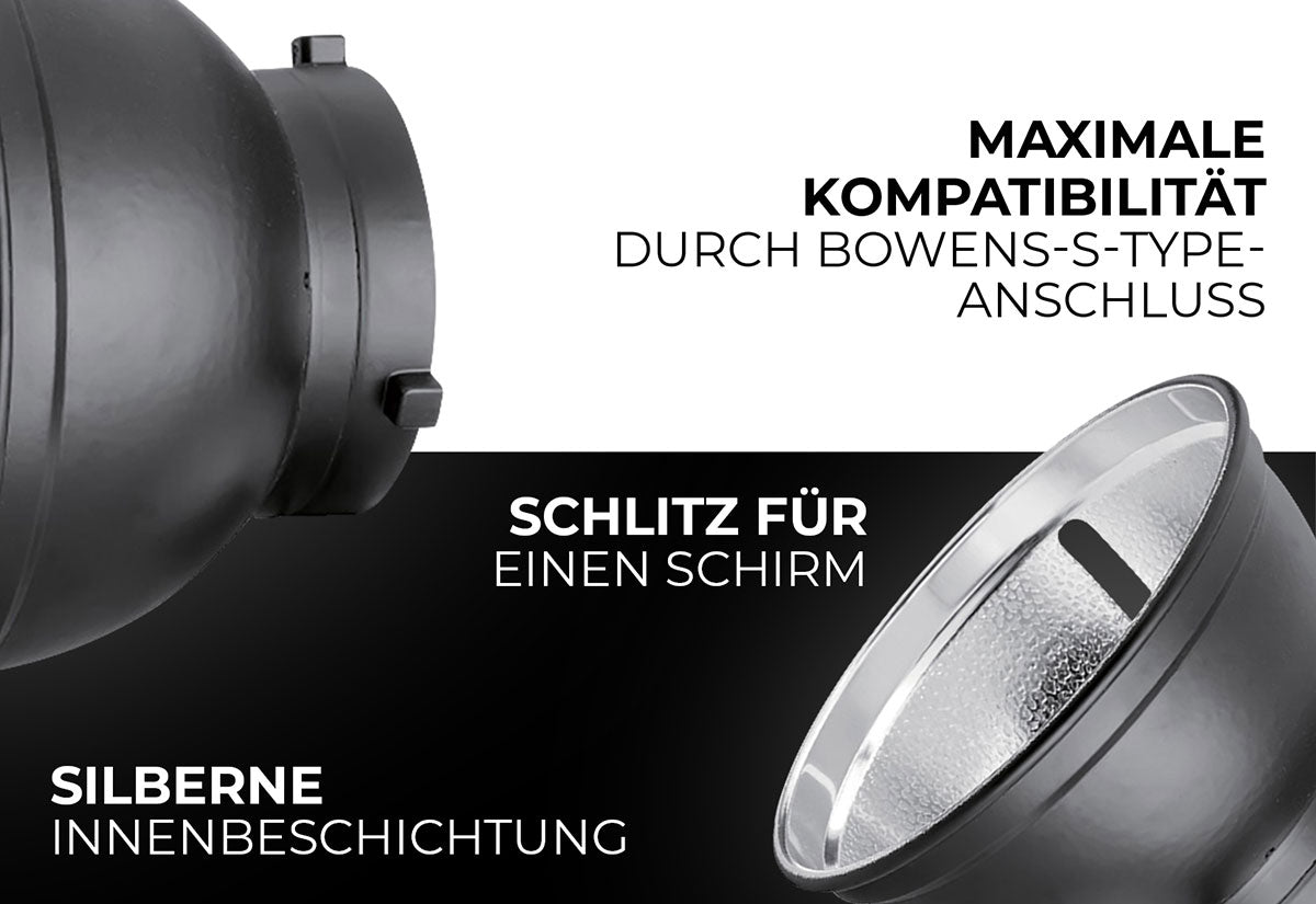 Maximale Kompatibilität durch Bowens-S-Type Anschluss