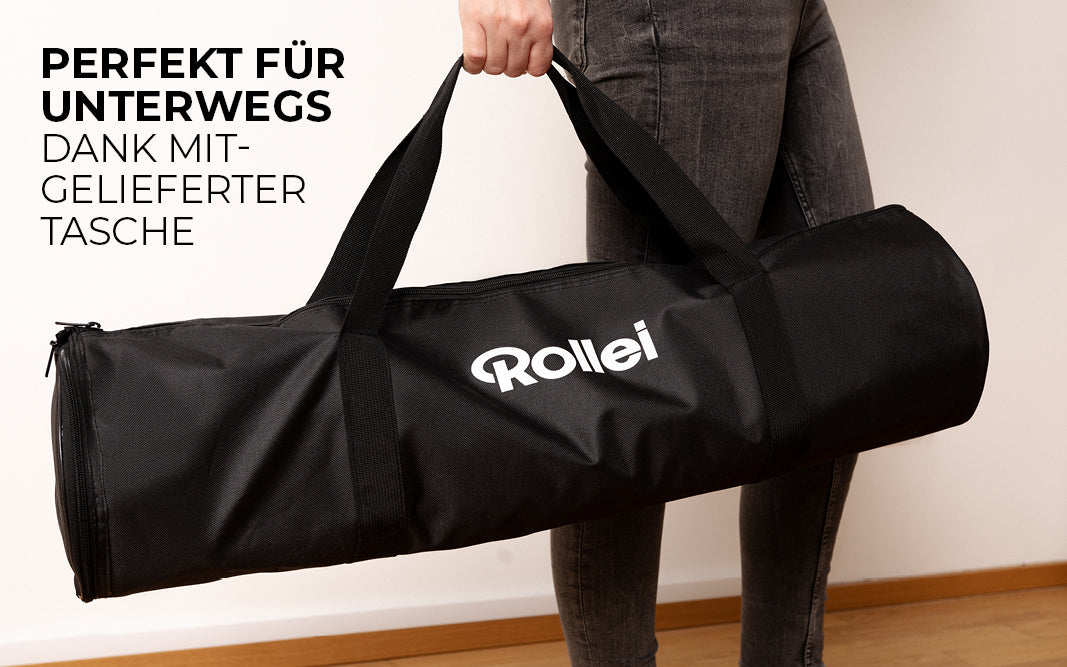 Perfekt für unterwegs dank mitgelieferter Tasche