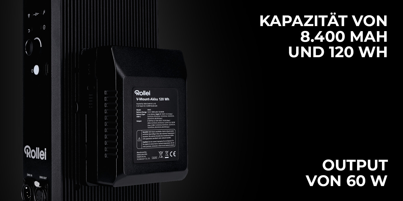 Kapazität von 8.400 mAh und 120 Wh - Output von 60W