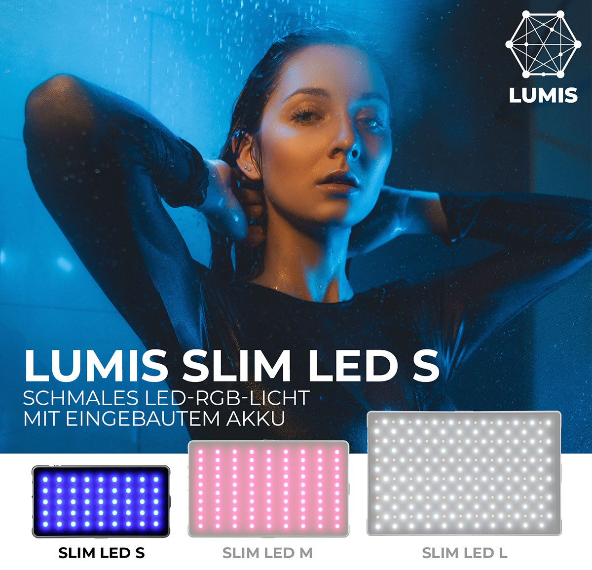 Lumis Slim LED - Größe S - Schmales LED-RGB-Licht mit eingebautem Akku