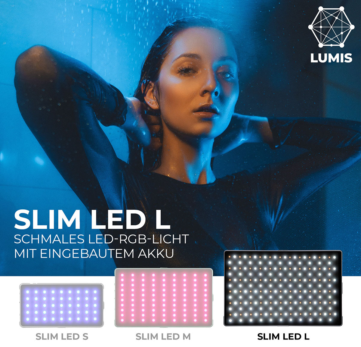 Lumis Slim LED L - flaches RGB LED-Licht mit eingebautem Akku