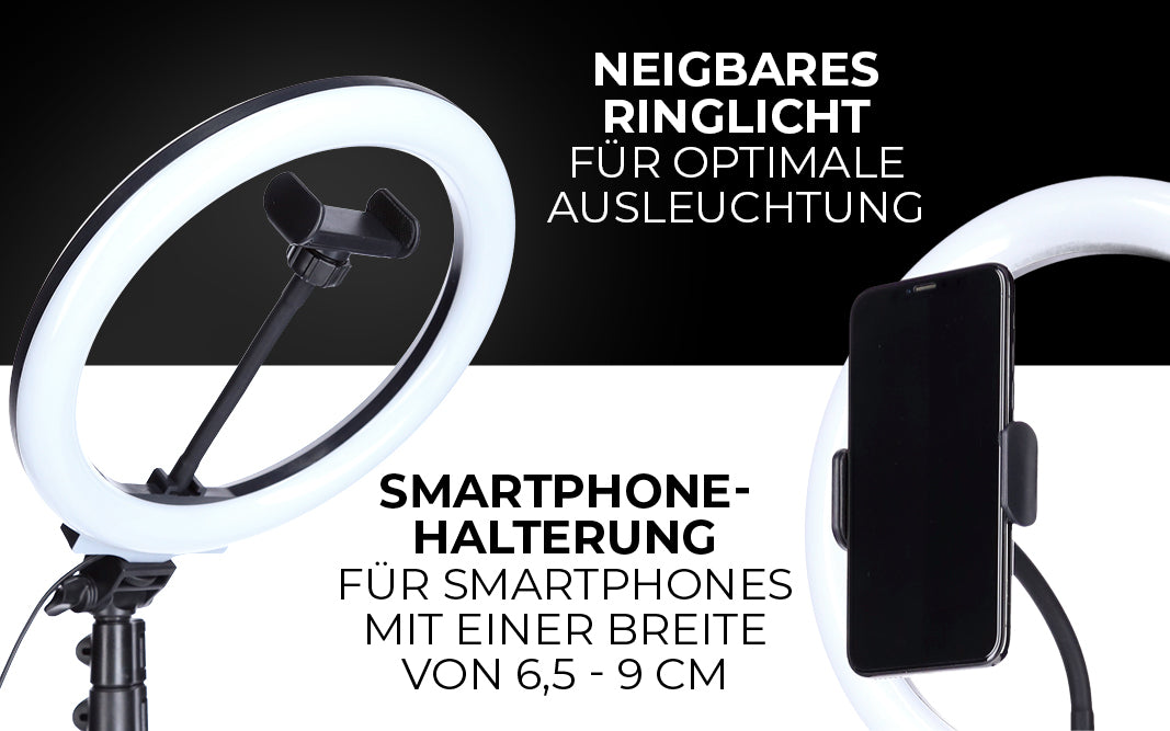 Neigbares Ringlicht mit Smartphone-Halterung