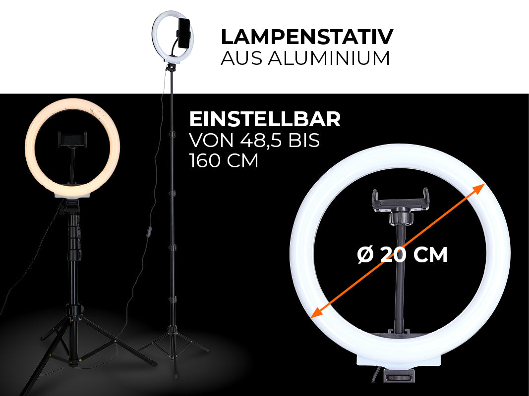 Lampenstativ aus Aluminium - bis zu 160cm hoch