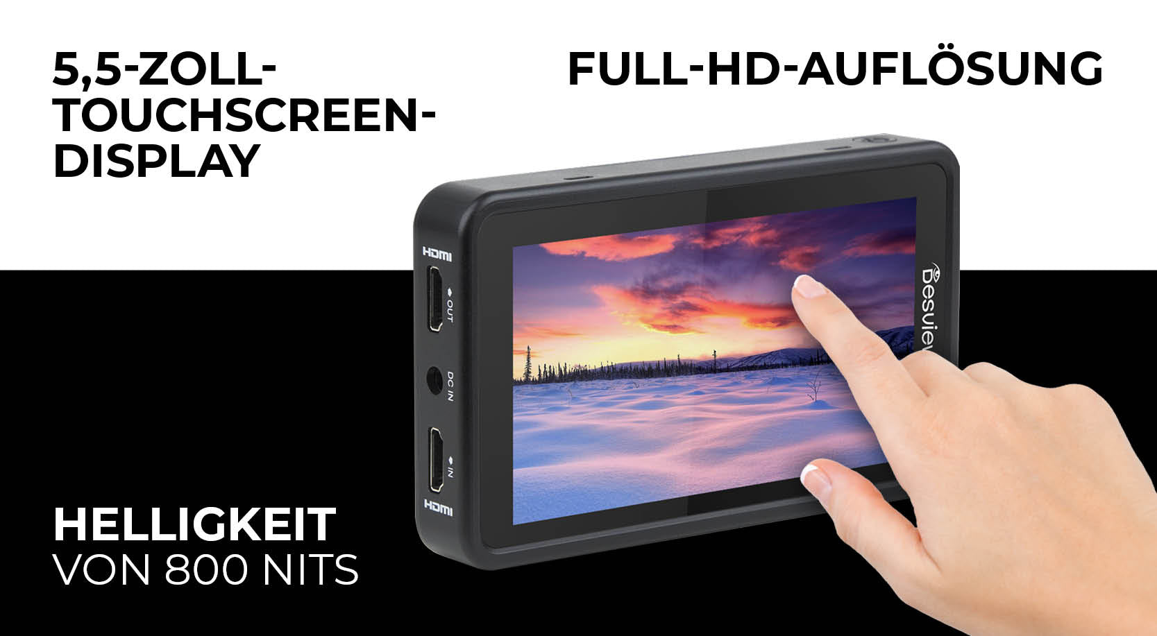 5,5-Zoll-Touchscreen-Monitor mit Full HD Auflösung