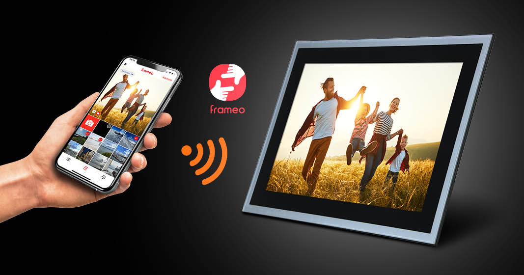 Schnelles und einfaches Senden von Fotos oder Videos an den digitalen Bilderrahmen mit der kostenlosen Frameo-App