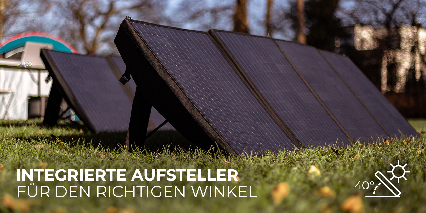 Solar-Panel mit integriertem Aufsteller für den richtigen Winkel zur Sonne