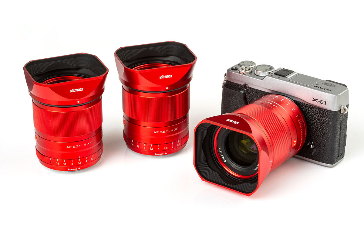 Anwendungsbeispiel rote Viltrox-Objektive an Fuji X-Kameras
