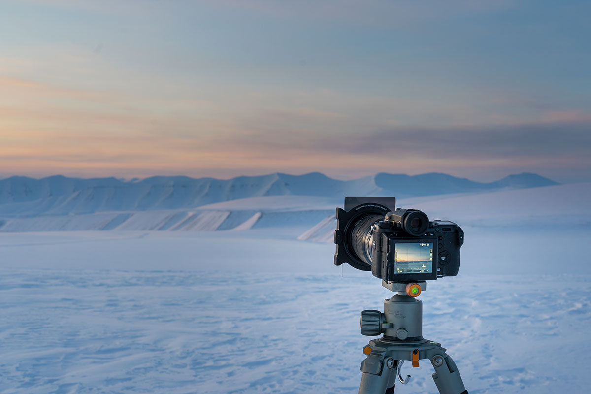 Arktisreise Lion Rock Stativ Eisgestöber