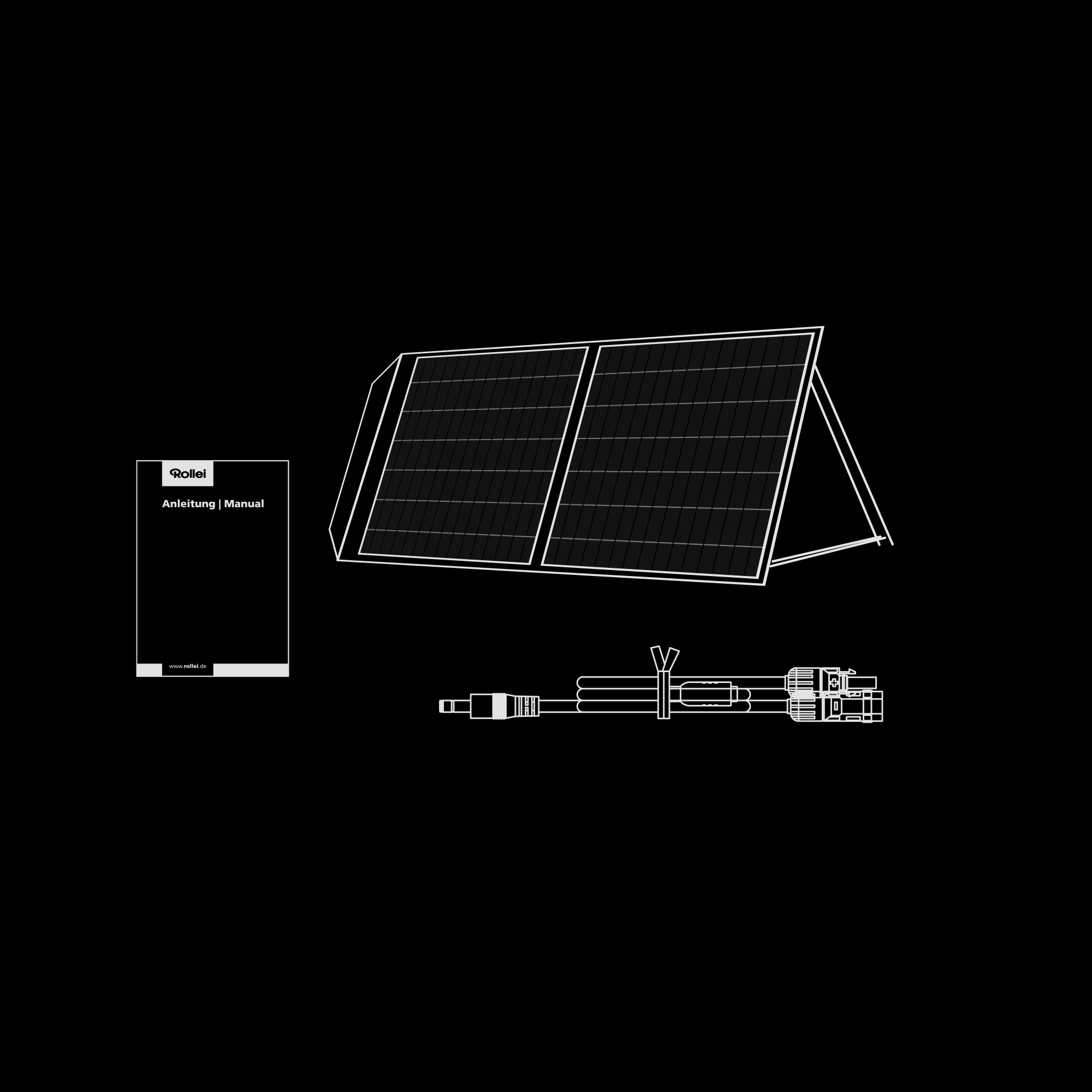 Abbildung Lieferumfang Solar-Panel 100 für Rollei Power Stations