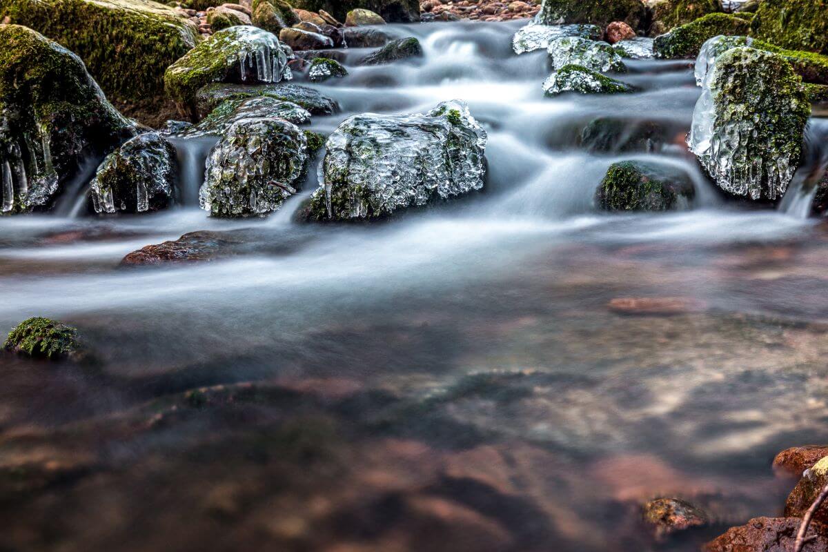 Wasserfall Mohnbachtal fotografiert mit Graufilter