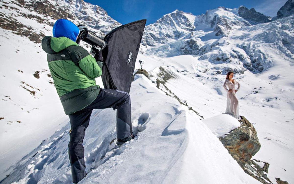 Setaufbau Shooting im Schnee