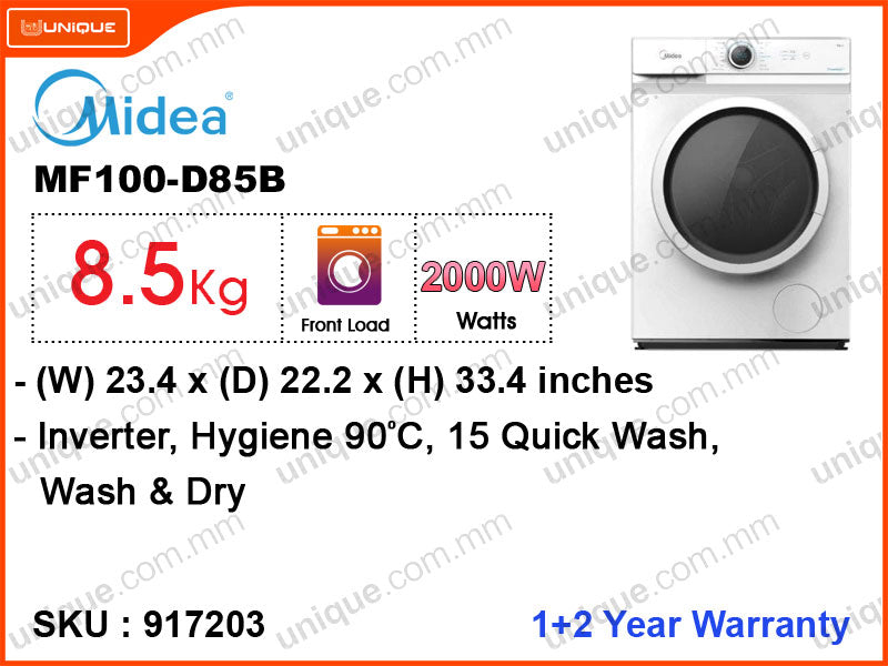 Midea MF100-D85B Front Load,8.5kg Washing Machine