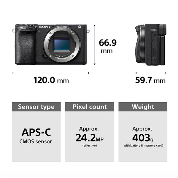 Sony Alpha ILCE-6400L 24.2MP Mirrorless Camera (Black) with 16