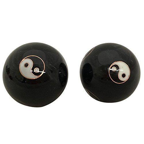 Baoding Balls Chinese Health Massage Exercise Stress Balls Black Yinya