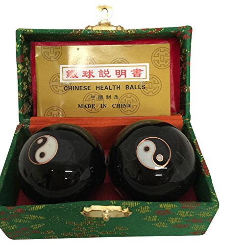 Baoding Balls Chinese Health Massage Exercise Stress Balls Black Yinya