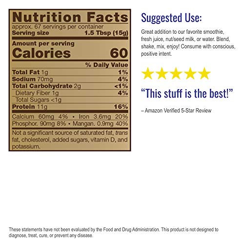 HealthForce SuperFoods Warrior Food, Vanilla - 1000 Grams - All-Natural, Plant-Based Protein Powder - Organic, Non-GMO, Vegan, Gluten Free - 50 Servings