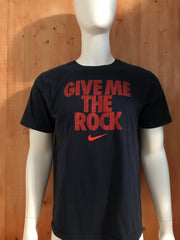 NIKE "GIVE ME THE ROCK" REGULAR FIT Graphic Adult L Lrg Large Dark Blue T-Shirt Tee Shirt