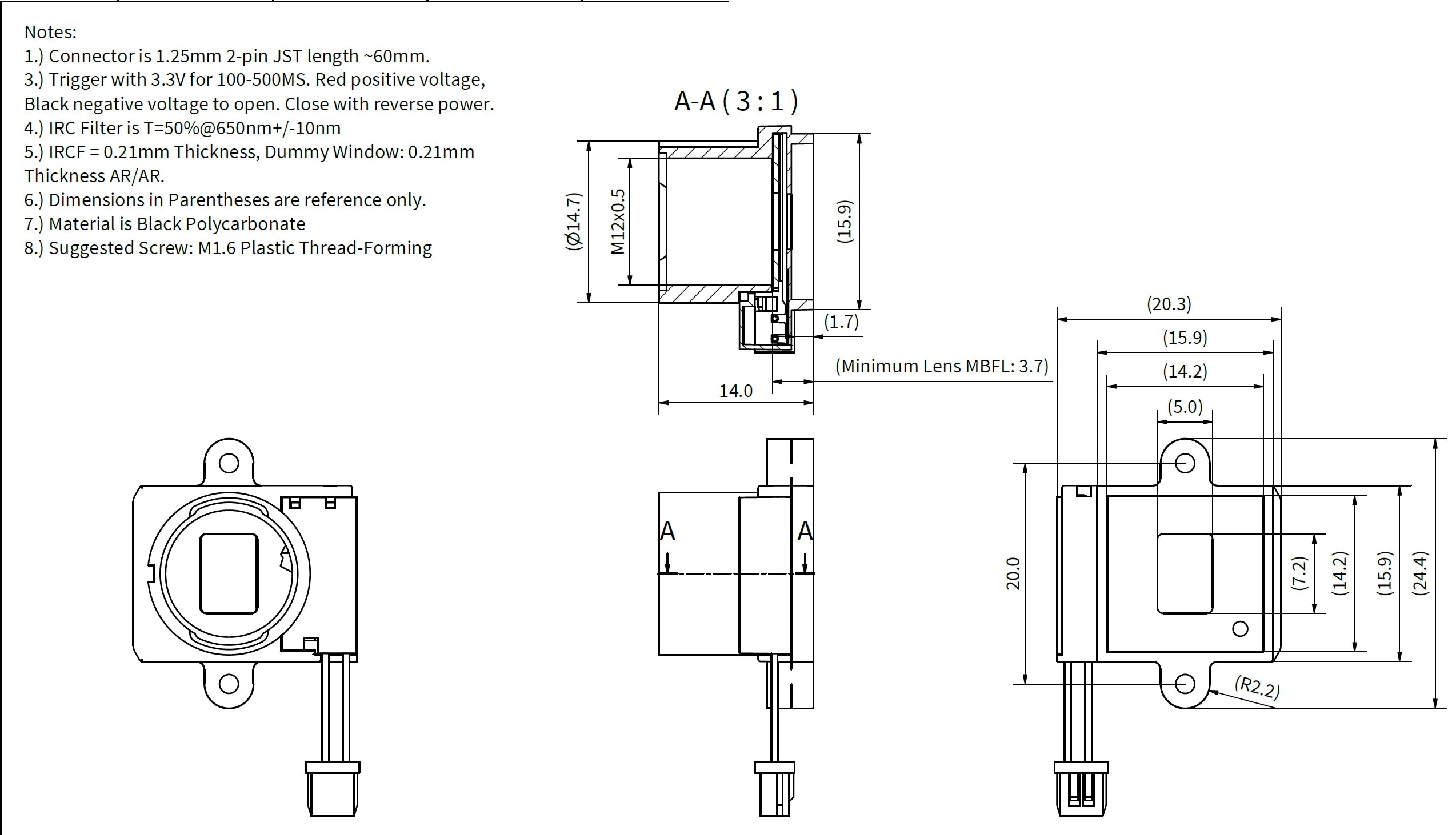 IR Cut Off Switcher for M12 Lenses