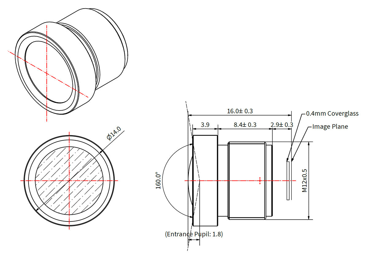 2mm M12 렌즈 CIL819 입체