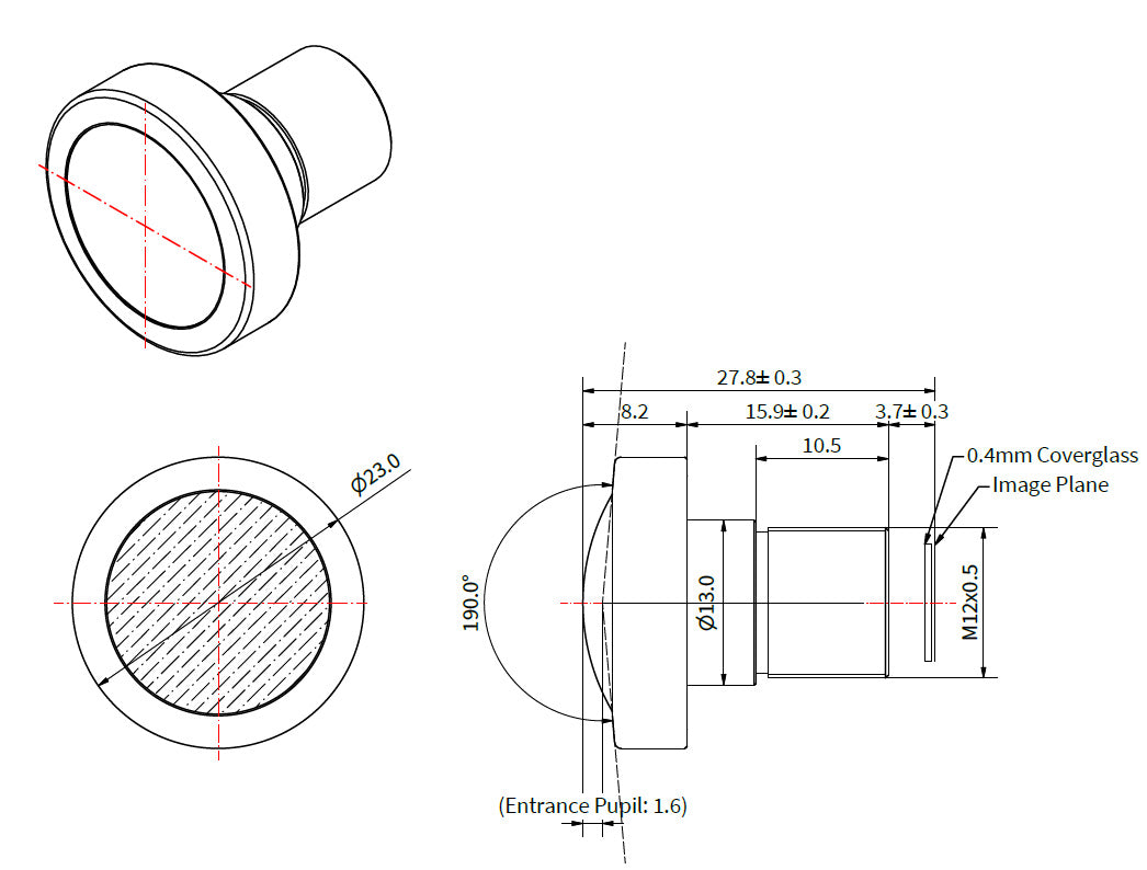 Ein 3mm Miniatur-M12-Fisheye-Objektiv für IMX485 und IMX264