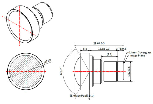 Objectif M12 de 3 mm pour le grand IMX226