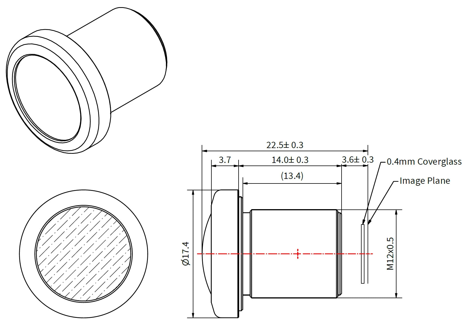 A 3mm Miniature M12 Fisheye Lens.