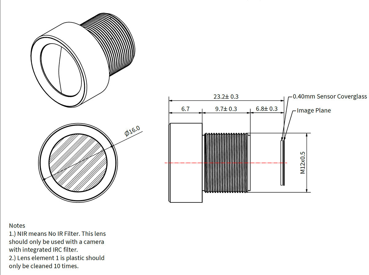 A 6mm M12 Lens for IMX490 and IMX291| 6mm S-Mount