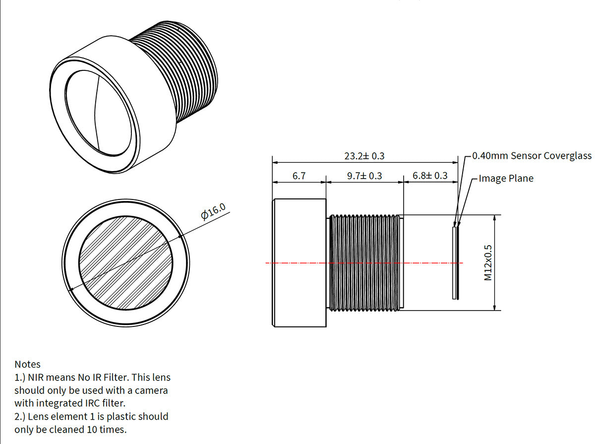 A 6mm M12 Objektiv für IMX490 und IMX291| 6mm S-Mount