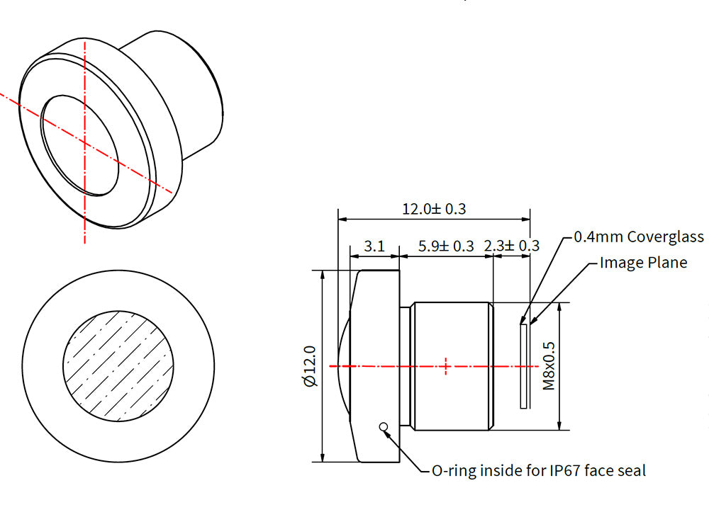 Ein 1,9-mm-Miniatur-M12-Fisheye-Objektiv für AR1335 und IMX677.