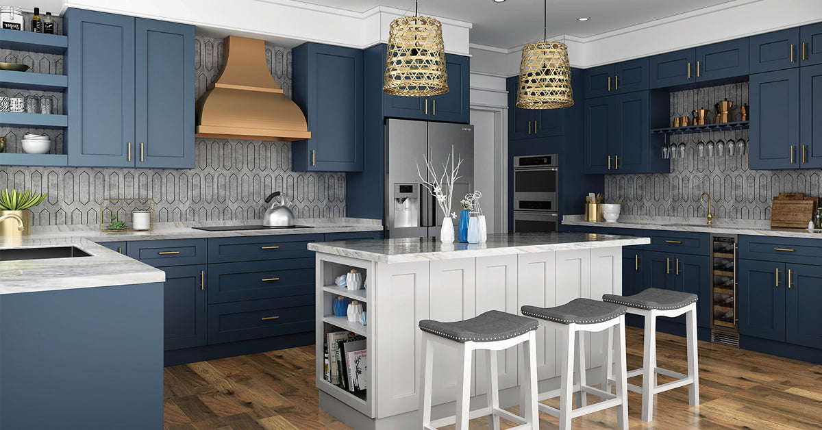 Blue Kitchen Cabinets with Range