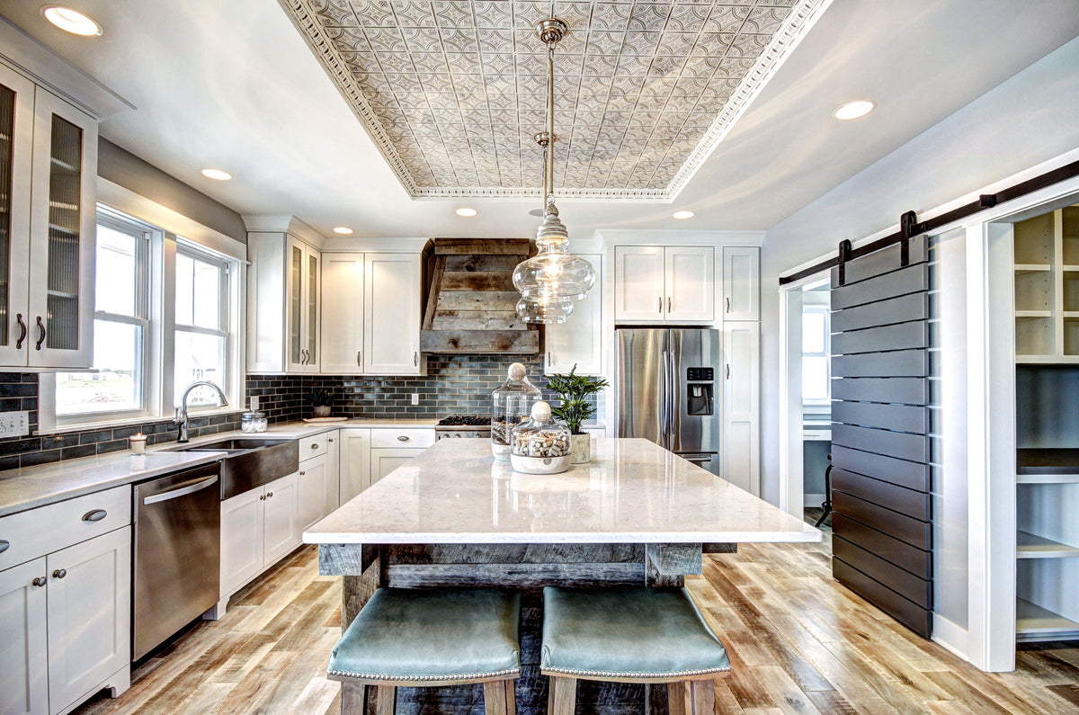 White Shaker Kitchen with huge Island in the Artisan Line