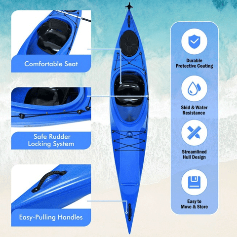 GOPLUS Single-Person Sit-In Fishing Kayak Boat W/ Paddle & Rudder