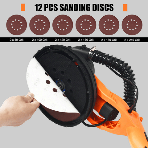 Professional Electric Drywall Ceiling Pole Sander W/ Vacuum, 750W