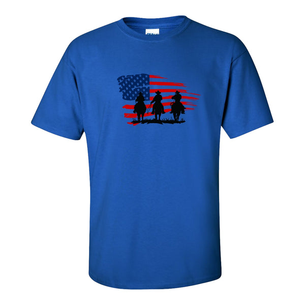 Yellowstone Cowboys with American Flag - Yellowstone T-shirt - Rip, Dutton Ranch, John Dutton t-shirt