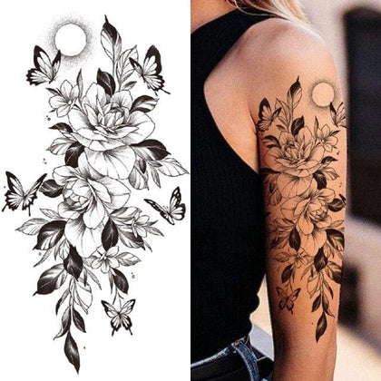 Flower Butterfly Temporary Waterproof Tattoo Rose Sunflower Body Arm Tattoo