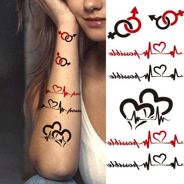 tattoo sticker English Letter Temporary Tattoos For Men Women Kids Verses  Sanskrit ECG Realistic Tattoo DIY Love Believe Tatoo (Color : GFF081, Size  : 5pcs) : Buy Online at Best Price in