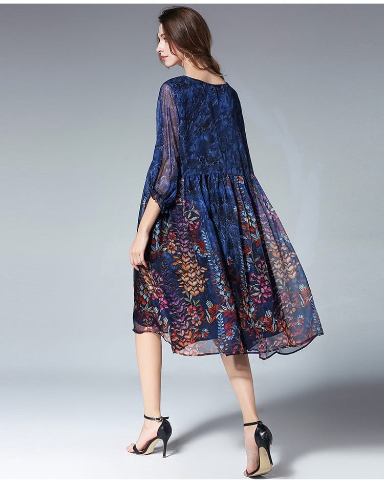 Women print Chiffon dress Plus size