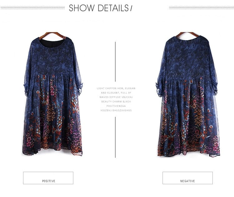 Women print Chiffon dress Plus size