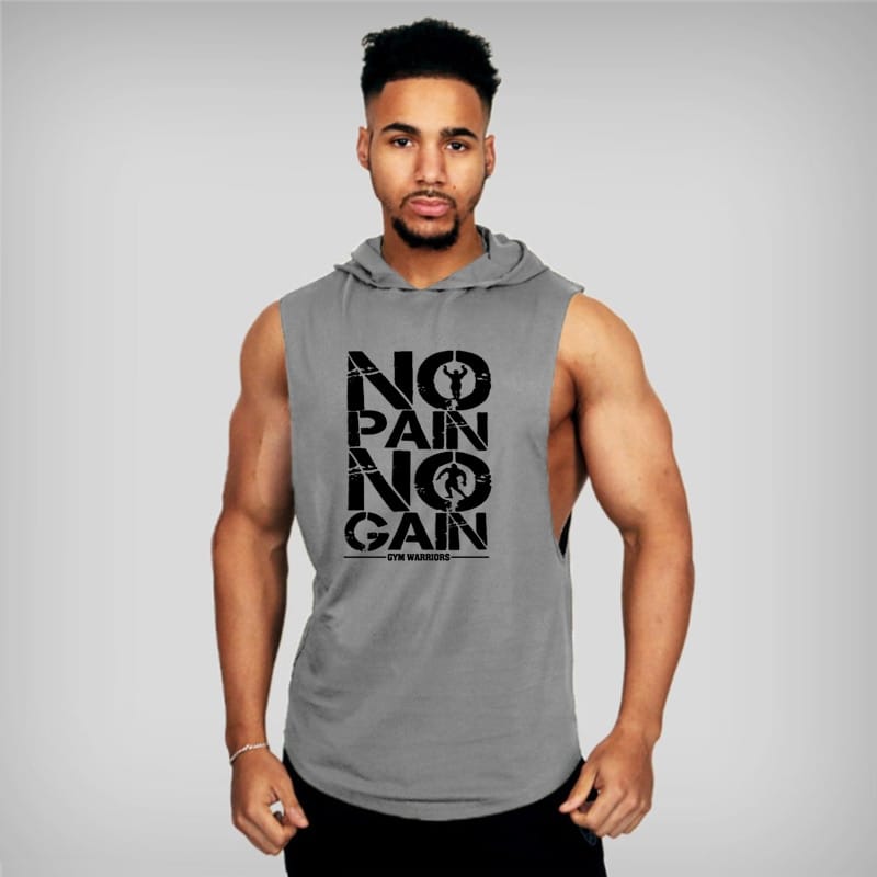 Mens Hooded Top Cotton Sleeveless Sweatshirt