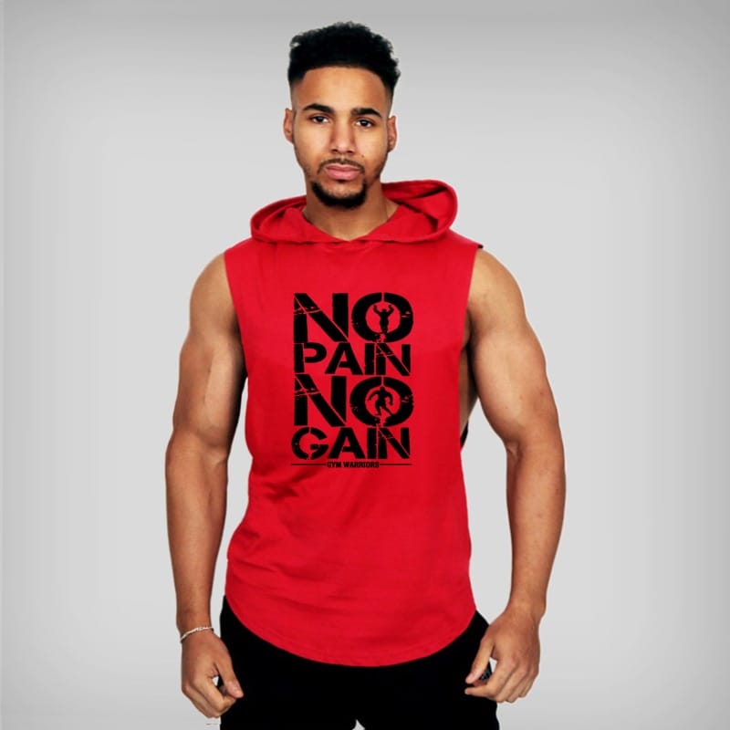 Mens Hooded Top Cotton Sleeveless Sweatshirt